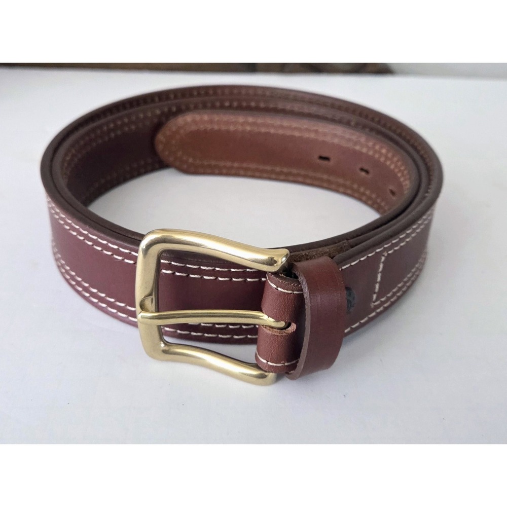 Vega‎ Holster Western Belt Brown Leather Brass Buckle Made In Italy Men's XXL